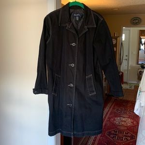 Black denim trench coat